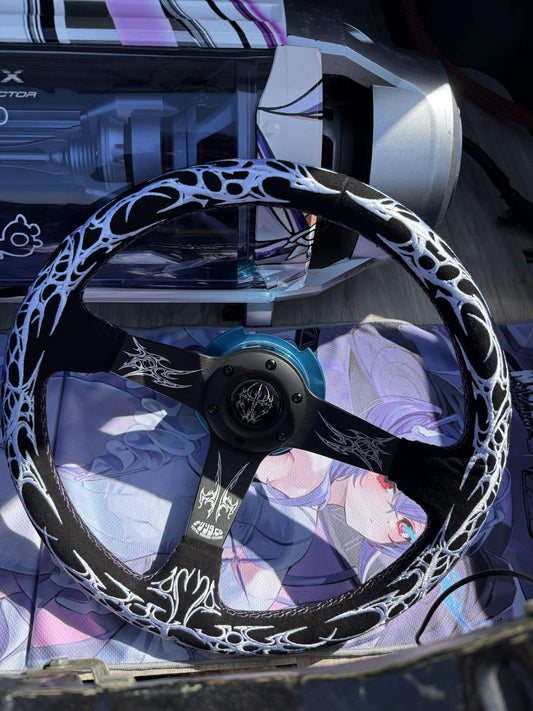 Gothic Style 350mm Deep-Dish Steering Wheel – Tribal Design